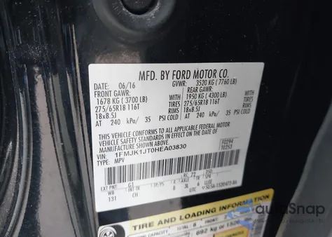 2017 Ford Expedition El Xlt from USA, damaged, VIN 1FMJK1JT0HEA03830